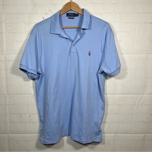 Polo Ralph Lauren Custom Slim Fit Polo Shirt Mens Large Baby Blue Pony Logo